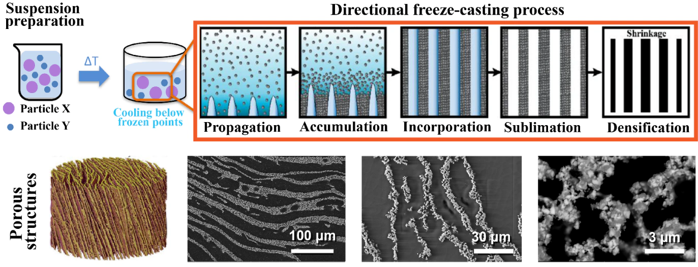 Directional freeze-casting workflow and multiscale lamellar porous structures in metallic foams